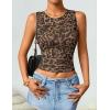 ZESICA Women’s 2026 Summer Sleeveless Floral Tank Tops Mesh Y2K Crop Going Out Outfits Beach Vacation Trendy Clothes(Leopard)