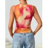ZESICA Women’s 2026 Summer Sleeveless Floral Tank Tops Mesh Y2K Crop Going Out Outfits Beach Vacation Trendy Clothes(Orange)
