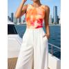 ZESICA Women’s 2026 Summer Sleeveless Floral Tank Tops Mesh Y2K Crop Going Out Outfits Beach Vacation Trendy Clothes(Orange)