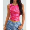 ZESICA Women’s 2026 Summer Sleeveless Floral Tank Tops Mesh Y2K Crop Going Out Outfits Beach Vacation Trendy Clothes(Rose)
