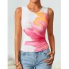 ZESICA Women’s 2026 Summer Sleeveless Floral Tank Tops Mesh Y2K Crop Going Out Outfits Beach Vacation Trendy Clothes(White)