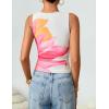 ZESICA Women’s 2026 Summer Sleeveless Floral Tank Tops Mesh Y2K Crop Going Out Outfits Beach Vacation Trendy Clothes(White)