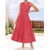 ZESICA Women’s 2026 Summer Sleeveless Maxi Dress Casual V Neck Hollow Out Eyelet A Line Flowy Party Long Dresses