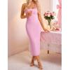 ZESICA Women’s 2026 Summer Sleeveless Midi Dress Halter Neck Backless Wedding Guest Cocktail Party Bodycon Long Dresses(Pink)
