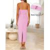 ZESICA Women’s 2026 Summer Sleeveless Midi Dress Halter Neck Backless Wedding Guest Cocktail Party Bodycon Long Dresses(Pink)