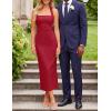 ZESICA Women’s 2026 Summer Sleeveless Midi Dress Halter Neck Backless Wedding Guest Cocktail Party Bodycon Long Dresses(Red)