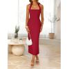 ZESICA Women’s 2026 Summer Sleeveless Midi Dress Halter Neck Backless Wedding Guest Cocktail Party Bodycon Long Dresses(Red)