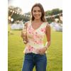 ZESICA Women‘s 2026 Summer Sleeveless V Neck Floral Ruffle Tops Casual Mesh Going Out Shirts Blouse Fashion Clothes(Apricot)