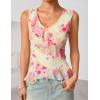 ZESICA Women‘s 2026 Summer Sleeveless V Neck Floral Ruffle Tops Casual Mesh Going Out Shirts Blouse Fashion Clothes(Apricot)