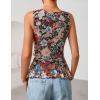 ZESICA Women‘s 2026 Summer Sleeveless V Neck Floral Ruffle Tops Casual Mesh Going Out Shirts Blouse Fashion Clothes(Black)