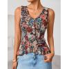 ZESICA Women‘s 2026 Summer Sleeveless V Neck Floral Ruffle Tops Casual Mesh Going Out Shirts Blouse Fashion Clothes(Black)