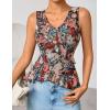 ZESICA Women‘s 2026 Summer Sleeveless V Neck Floral Ruffle Tops Casual Mesh Going Out Shirts Blouse Fashion Clothes(Black)
