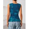ZESICA Women‘s 2026 Summer Sleeveless V Neck Floral Ruffle Tops Casual Mesh Going Out Shirts Blouse Fashion Clothes(Blue)