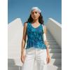 ZESICA Women‘s 2026 Summer Sleeveless V Neck Floral Ruffle Tops Casual Mesh Going Out Shirts Blouse Fashion Clothes(Blue)