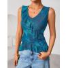 ZESICA Women‘s 2026 Summer Sleeveless V Neck Floral Ruffle Tops Casual Mesh Going Out Shirts Blouse Fashion Clothes(Blue)