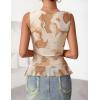 ZESICA Women‘s 2026 Summer Sleeveless V Neck Floral Ruffle Tops Casual Mesh Going Out Shirts Blouse Fashion Clothes(Brown)