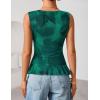 ZESICA Women‘s 2026 Summer Sleeveless V Neck Floral Ruffle Tops Casual Mesh Going Out Shirts Blouse Fashion Clothes(Green)