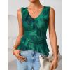 ZESICA Women‘s 2026 Summer Sleeveless V Neck Floral Ruffle Tops Casual Mesh Going Out Shirts Blouse Fashion Clothes(Green)