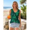 ZESICA Women‘s 2026 Summer Sleeveless V Neck Floral Ruffle Tops Casual Mesh Going Out Shirts Blouse Fashion Clothes(Green)