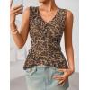 ZESICA Women‘s 2026 Summer Sleeveless V Neck Floral Ruffle Tops Casual Mesh Going Out Shirts Blouse Fashion Clothes(Leopard)