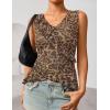 ZESICA Women‘s 2026 Summer Sleeveless V Neck Floral Ruffle Tops Casual Mesh Going Out Shirts Blouse Fashion Clothes(Leopard)