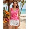 ZESICA Women‘s 2026 Summer Sleeveless V Neck Floral Ruffle Tops Casual Mesh Going Out Shirts Blouse Fashion Clothes(Rose)