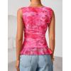 ZESICA Women‘s 2026 Summer Sleeveless V Neck Floral Ruffle Tops Casual Mesh Going Out Shirts Blouse Fashion Clothes(Rose)