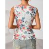 ZESICA Women‘s 2026 Summer Sleeveless V Neck Floral Ruffle Tops Casual Mesh Going Out Shirts Blouse Fashion Clothes(White)