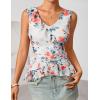 ZESICA Women‘s 2026 Summer Sleeveless V Neck Floral Ruffle Tops Casual Mesh Going Out Shirts Blouse Fashion Clothes(White)