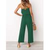 ZESICA Women’s Casual Off Shoulder Solid Color Strapless Belted Wide Leg Jumpsuit Romper(Green)