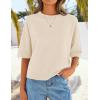 ZESICA Women’s Casual Short Sleeve Sweaters 2026 Summer Oversized Crewneck Soft Knit Cropped Tops Trendy Outfits(Beige)