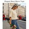 ZESICA Women’s Casual Short Sleeve Sweaters 2026 Summer Oversized Crewneck Soft Knit Cropped Tops Trendy Outfits(Beige)
