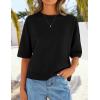 ZESICA Women’s Casual Short Sleeve Sweaters 2026 Summer Oversized Crewneck Soft Knit Cropped Tops Trendy Outfits(Black)
