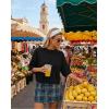 ZESICA Women’s Casual Short Sleeve Sweaters 2026 Summer Oversized Crewneck Soft Knit Cropped Tops Trendy Outfits(Black)