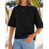 ZESICA Women’s Casual Short Sleeve Sweaters 2026 Summer Oversized Crewneck Soft Knit Cropped Tops Trendy Outfits(Black)
