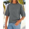 ZESICA Women’s Casual Short Sleeve Sweaters 2026 Summer Oversized Crewneck Soft Knit Cropped Tops Trendy Outfits(Darkgrey)