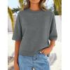 ZESICA Women’s Casual Short Sleeve Sweaters 2026 Summer Oversized Crewneck Soft Knit Cropped Tops Trendy Outfits(Darkgrey)