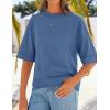 ZESICA Women’s Casual Short Sleeve Sweaters 2026 Summer Oversized Crewneck Soft Knit Cropped Tops Trendy Outfits(Dustyblue)