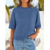 ZESICA Women’s Casual Short Sleeve Sweaters 2026 Summer Oversized Crewneck Soft Knit Cropped Tops Trendy Outfits(Dustyblue)