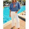 ZESICA Women’s Casual Short Sleeve Sweaters 2026 Summer Oversized Crewneck Soft Knit Cropped Tops Trendy Outfits(Dustyblue)