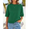 ZESICA Women’s Casual Short Sleeve Sweaters 2026 Summer Oversized Crewneck Soft Knit Cropped Tops Trendy Outfits(Green)