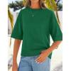 ZESICA Women’s Casual Short Sleeve Sweaters 2026 Summer Oversized Crewneck Soft Knit Cropped Tops Trendy Outfits(Green)