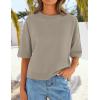 ZESICA Women’s Casual Short Sleeve Sweaters 2026 Summer Oversized Crewneck Soft Knit Cropped Tops Trendy Outfits(Khaki)