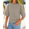 ZESICA Women’s Casual Short Sleeve Sweaters 2026 Summer Oversized Crewneck Soft Knit Cropped Tops Trendy Outfits(Khaki)