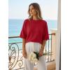 ZESICA Women’s Casual Short Sleeve Sweaters 2026 Summer Oversized Crewneck Soft Knit Cropped Tops Trendy Outfits(Red)
