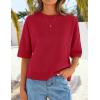 ZESICA Women’s Casual Short Sleeve Sweaters 2026 Summer Oversized Crewneck Soft Knit Cropped Tops Trendy Outfits(Red)