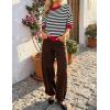 ZESICA Women’s Casual Short Sleeve Sweaters 2026 Summer Oversized Crewneck Soft Knit Cropped Tops Trendy Outfits(Stripes)