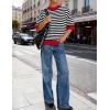 ZESICA Women’s Casual Short Sleeve Sweaters 2026 Summer Oversized Crewneck Soft Knit Cropped Tops Trendy Outfits(Stripes)