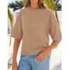 ZESICA Women’s Casual Short Sleeve Sweaters 2026 Summer Oversized Crewneck Soft Knit Cropped Tops Trendy Outfits(Toffee)