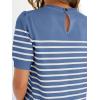 ZESICA Women’s Casual Striped Tops Short Sleeve Crew Neck Ribbed Knit T Shirts Comfy Loose Basic Pullover Sweater(Dusty Blue)